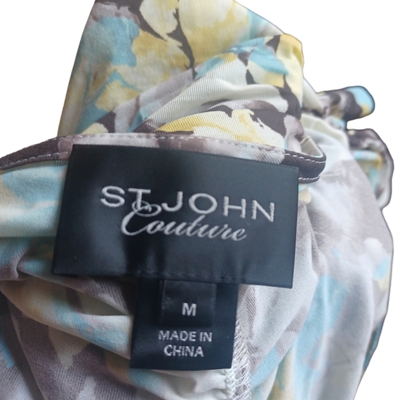 St. John Couture Womens Short Sleeved Multicolor Top Ruched Stretchy Size Medium - Picture 10 of 10